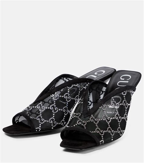 gucci gg embellished mesh mules|gucci women's sandals.